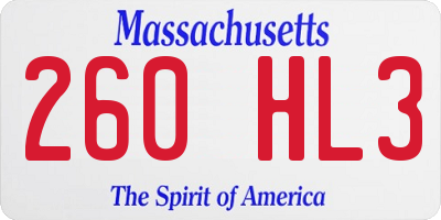 MA license plate 260HL3
