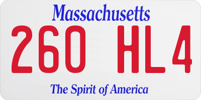 MA license plate 260HL4