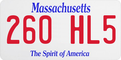 MA license plate 260HL5