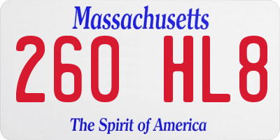 MA license plate 260HL8