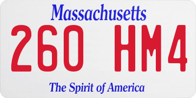 MA license plate 260HM4