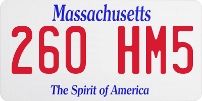 MA license plate 260HM5