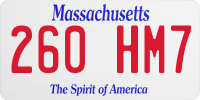 MA license plate 260HM7