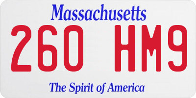 MA license plate 260HM9