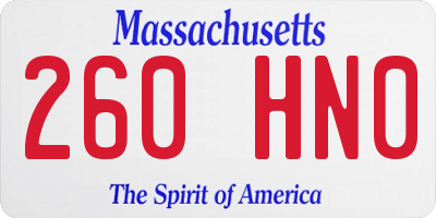 MA license plate 260HN0