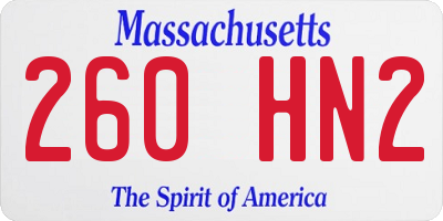 MA license plate 260HN2