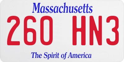 MA license plate 260HN3