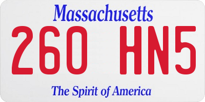 MA license plate 260HN5