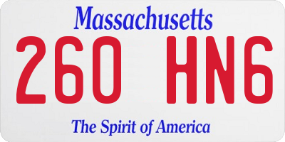 MA license plate 260HN6