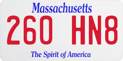 MA license plate 260HN8