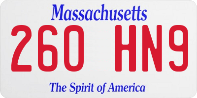 MA license plate 260HN9