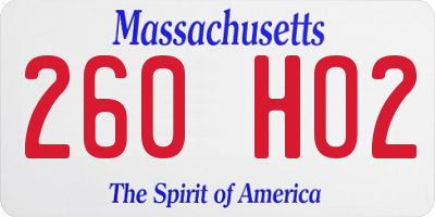 MA license plate 260HO2