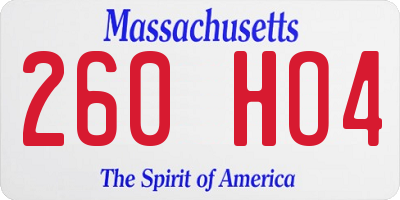 MA license plate 260HO4
