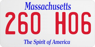 MA license plate 260HO6