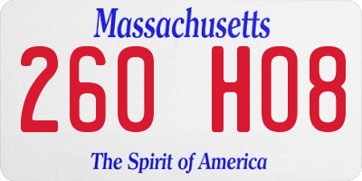 MA license plate 260HO8
