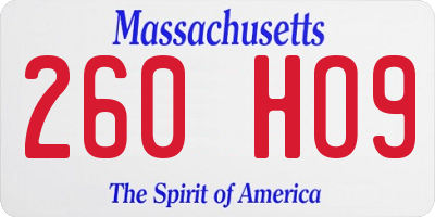 MA license plate 260HO9