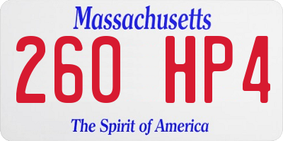 MA license plate 260HP4