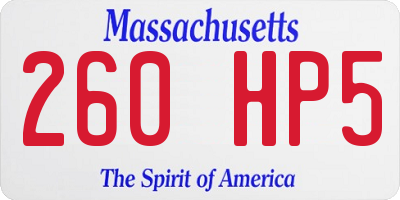 MA license plate 260HP5