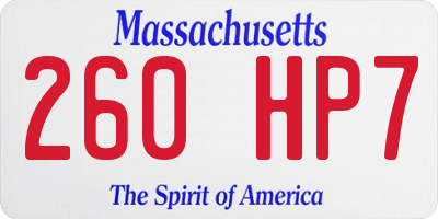 MA license plate 260HP7