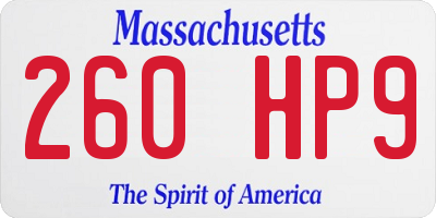 MA license plate 260HP9