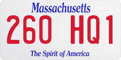 MA license plate 260HQ1
