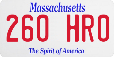 MA license plate 260HR0