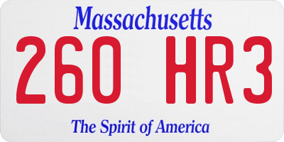 MA license plate 260HR3