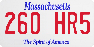 MA license plate 260HR5