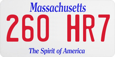 MA license plate 260HR7