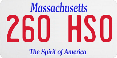 MA license plate 260HS0