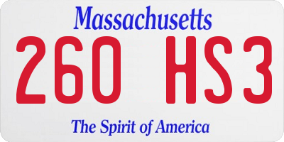 MA license plate 260HS3