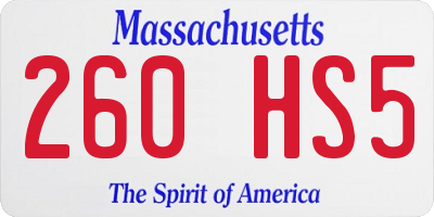 MA license plate 260HS5