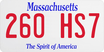 MA license plate 260HS7