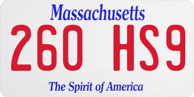 MA license plate 260HS9