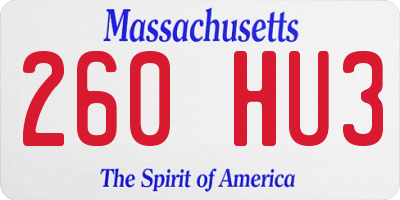 MA license plate 260HU3