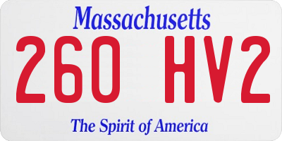 MA license plate 260HV2