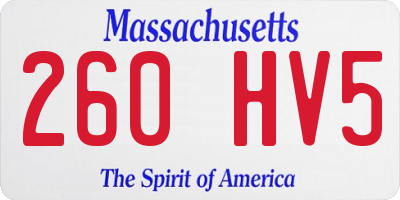 MA license plate 260HV5