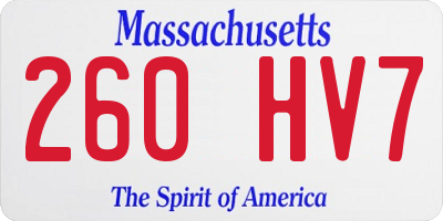 MA license plate 260HV7