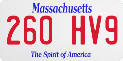 MA license plate 260HV9