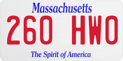 MA license plate 260HW0