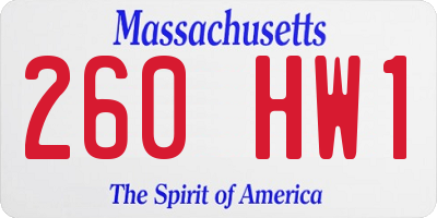 MA license plate 260HW1