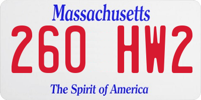 MA license plate 260HW2