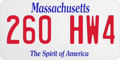 MA license plate 260HW4