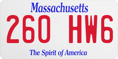 MA license plate 260HW6