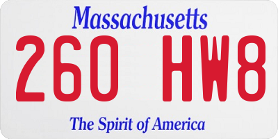 MA license plate 260HW8