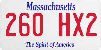 MA license plate 260HX2