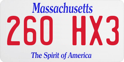 MA license plate 260HX3