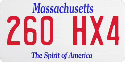 MA license plate 260HX4