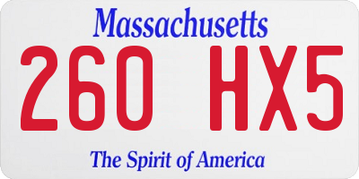 MA license plate 260HX5