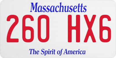 MA license plate 260HX6